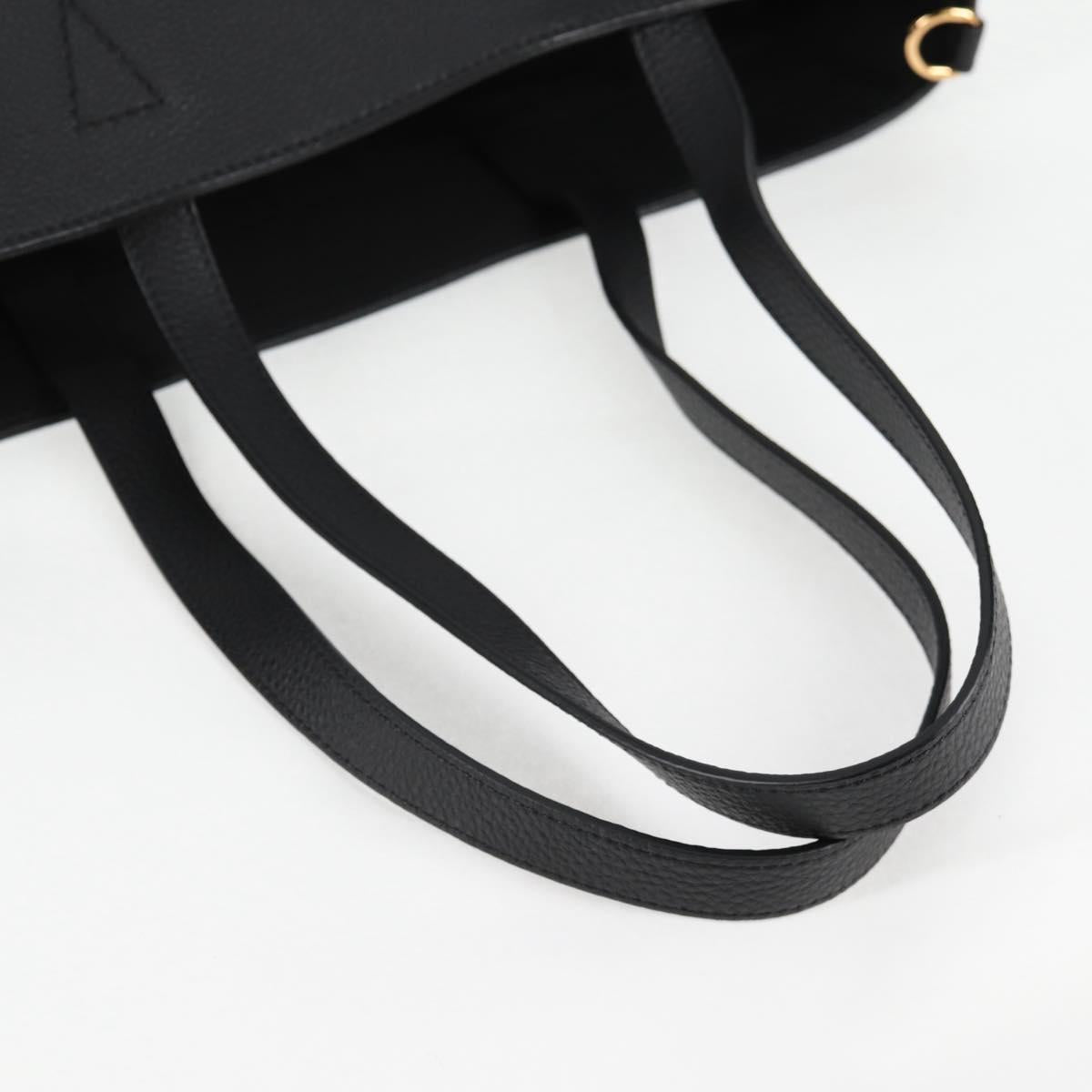 VERSACE Tote Bag Leather 2way Black Gold Auth 118750V
