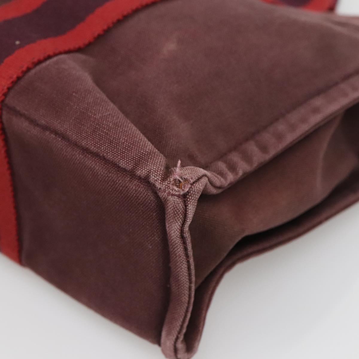 HERMES Fourre Tout PM Tote Bag Canvas Wine Red Auth 118757