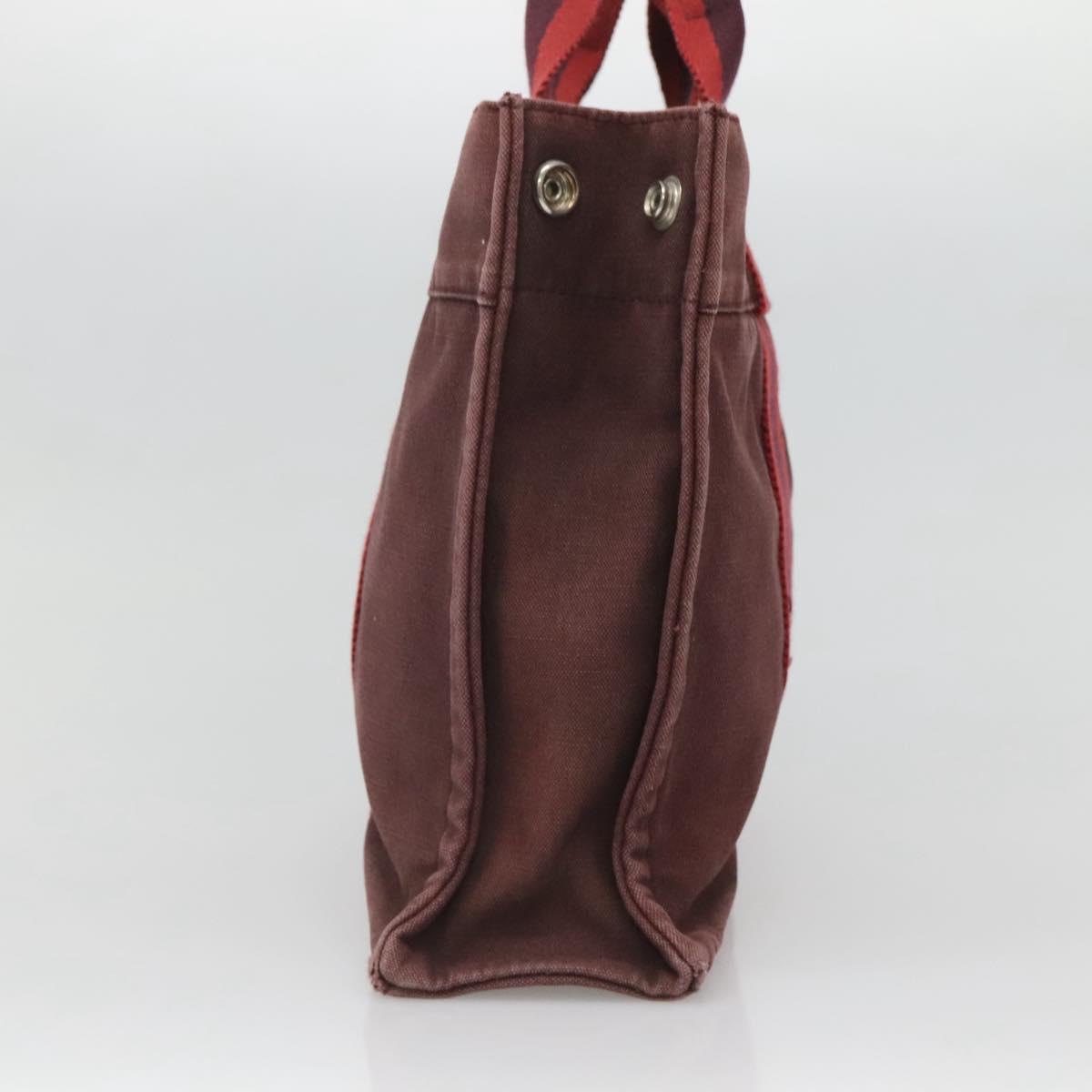 HERMES Fourre Tout PM Tote Bag Canvas Wine Red Auth 118757