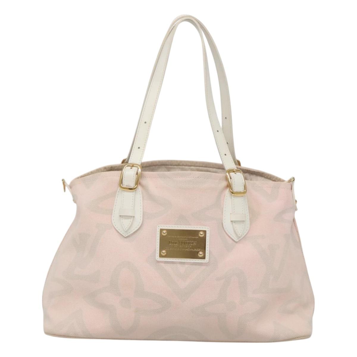 LOUIS VUITTON Cruise Line Tai Sienne PM Bag Canvas Pink M95672 LV Auth 118759