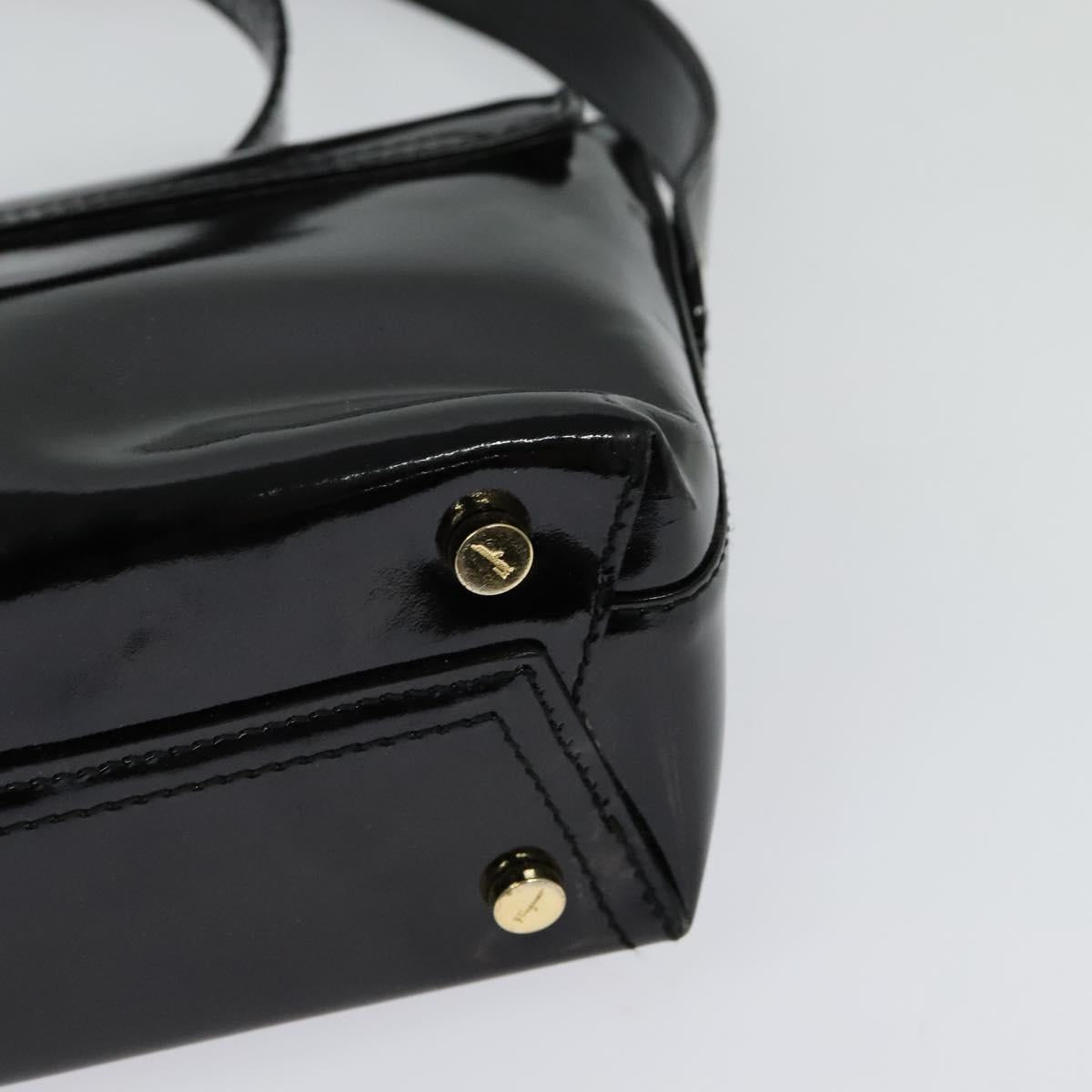 Salvatore Ferragamo Gancini Shoulder Bag Leather Black Gold Auth 118764