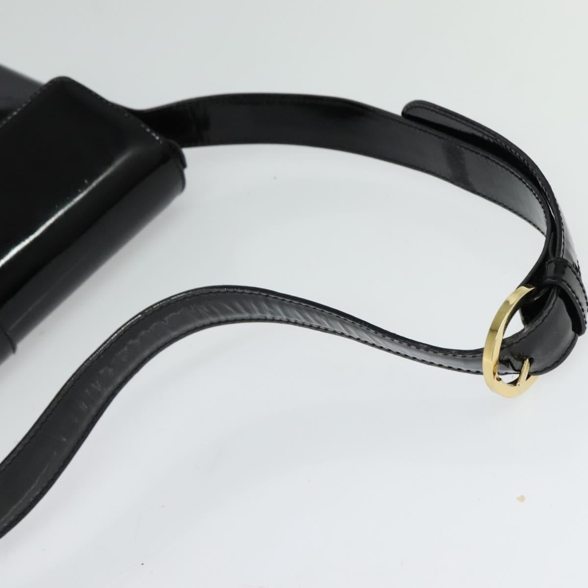 Salvatore Ferragamo Gancini Shoulder Bag Leather Black Gold Auth 118764
