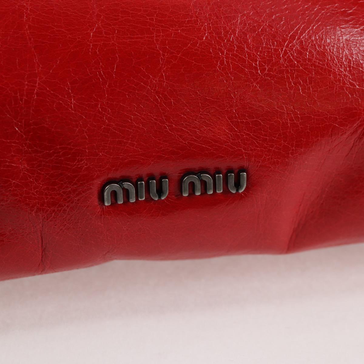 Miu Miu Chain Shoulder Bag Leather Red Auth 118770V