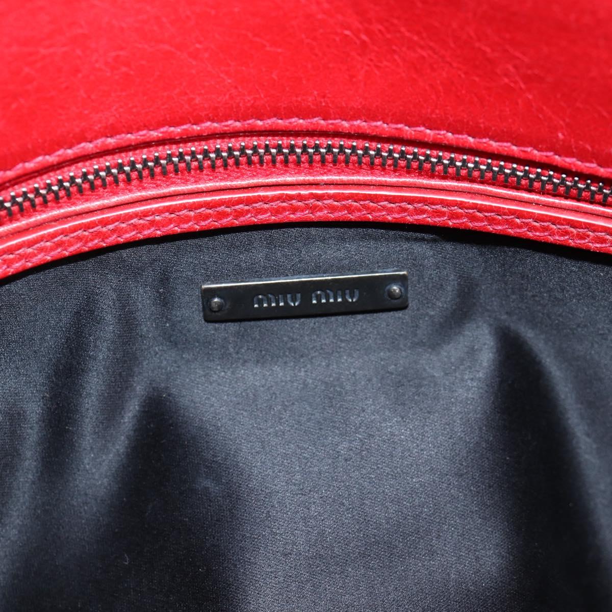 Miu Miu Chain Shoulder Bag Leather Red Auth 118770V