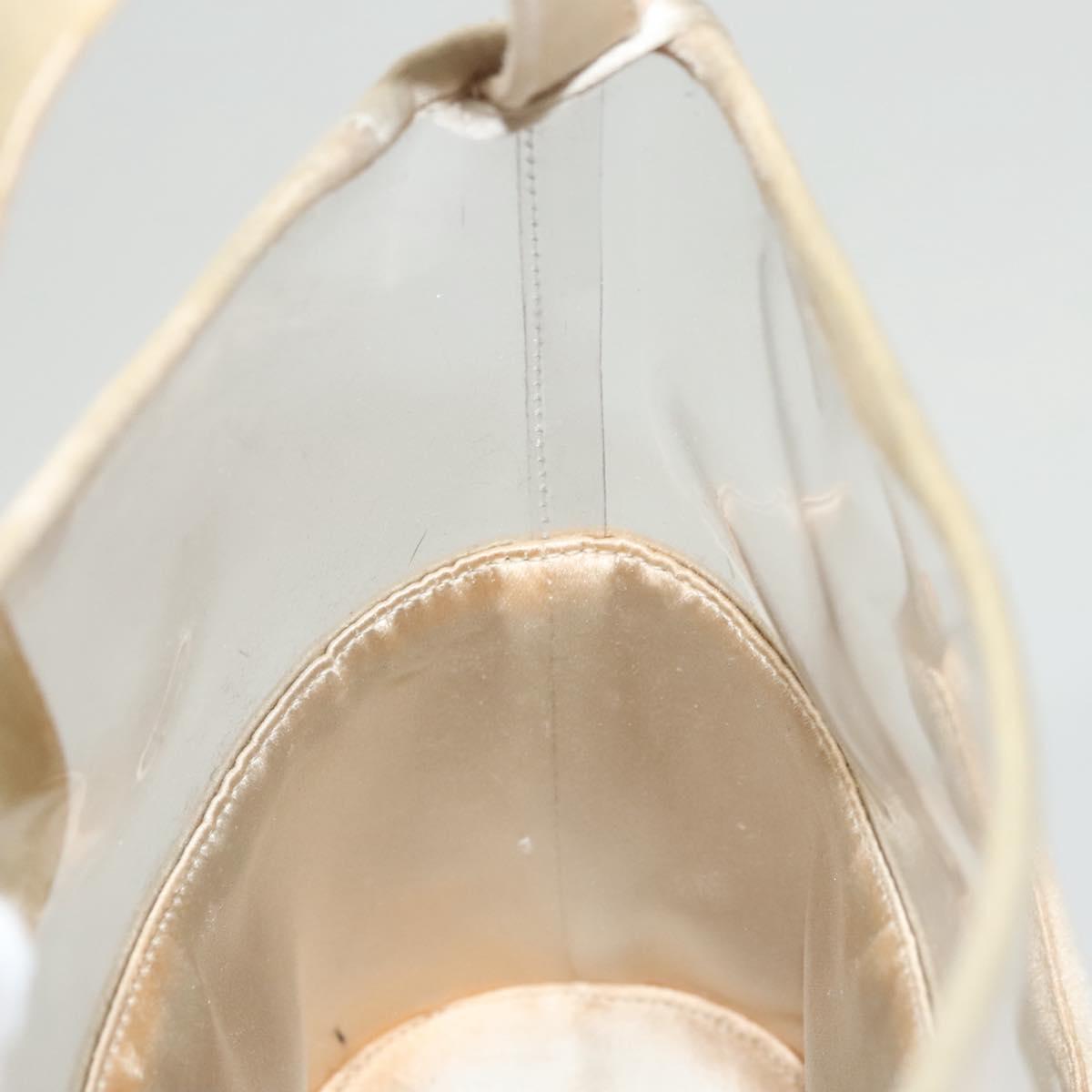 PRADA Hand Bag Vinyl Clear Beige Auth 118773