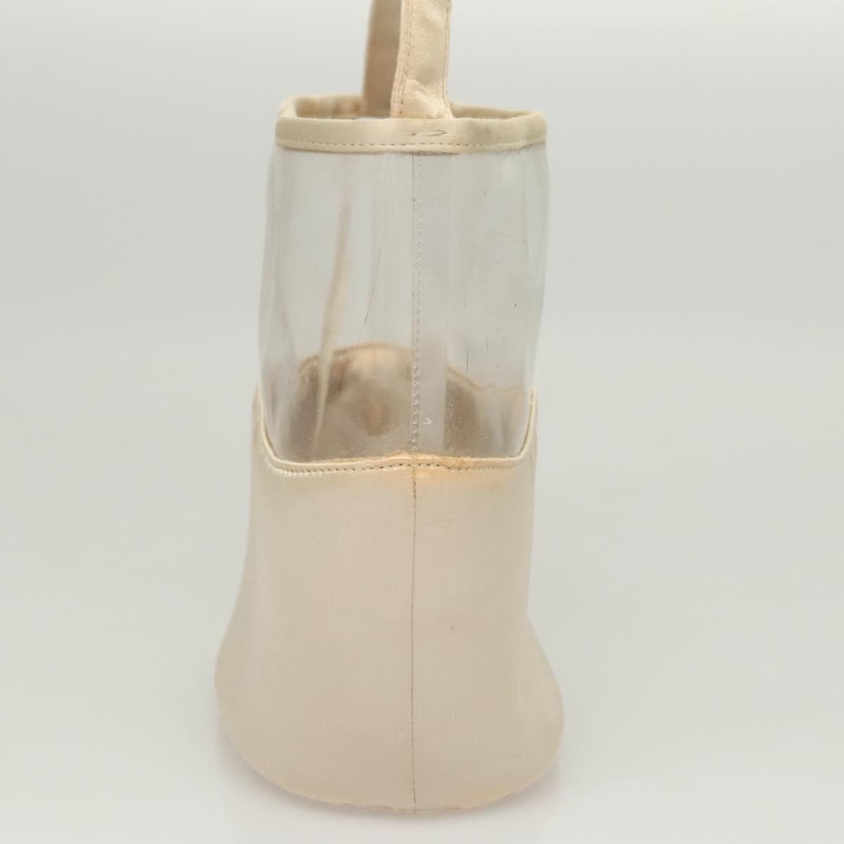 PRADA Hand Bag Vinyl Clear Beige Auth 118773