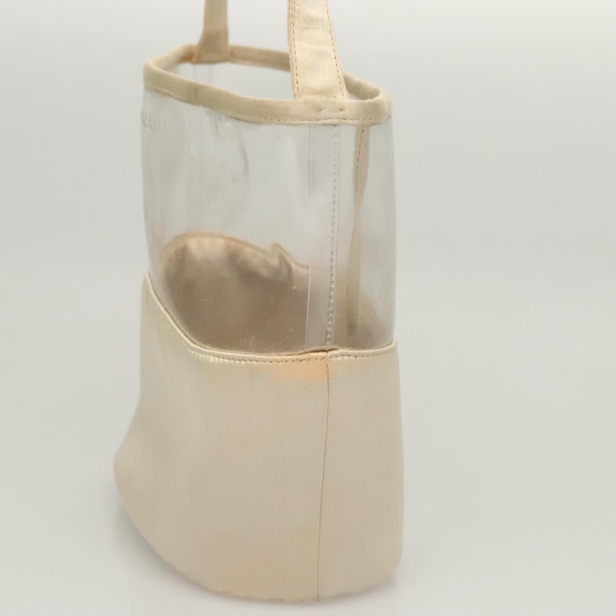 PRADA Hand Bag Vinyl Clear Beige Auth 118773