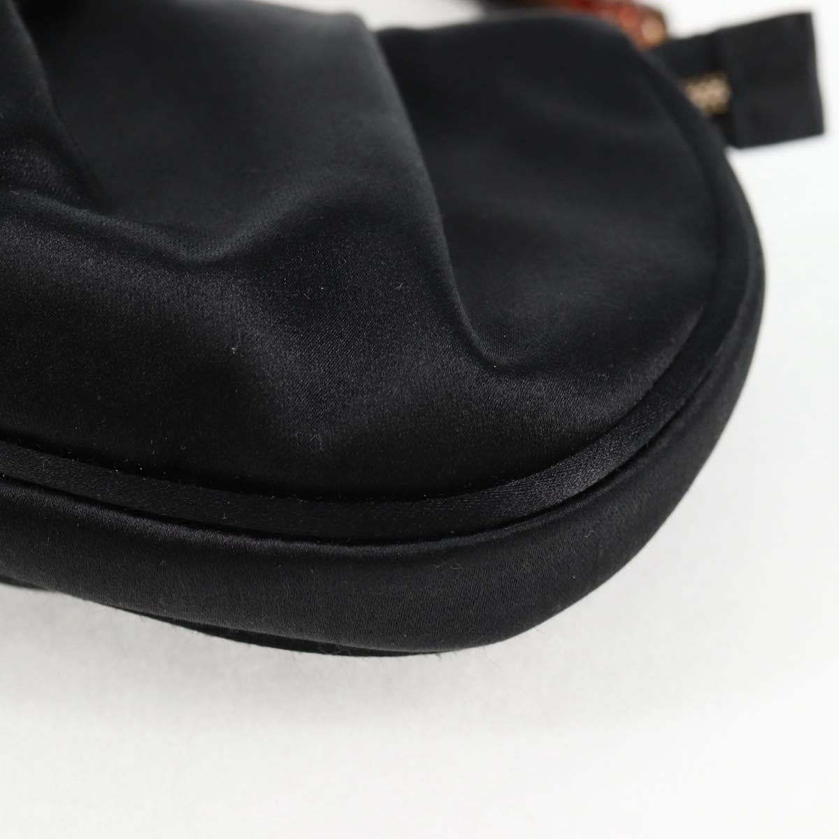 Salvatore Ferragamo Hand Bag Satin Black Auth 118774V
