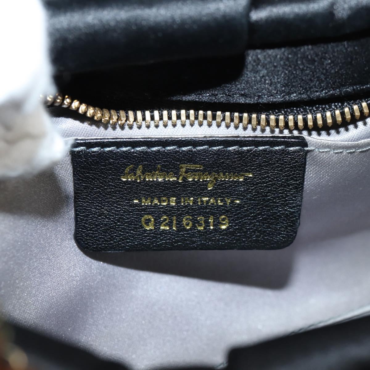 Salvatore Ferragamo Hand Bag Satin Black Auth 118774V