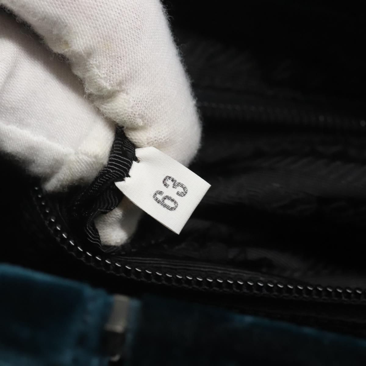 PRADA Tote Bag Velor Navy Silver Auth 118778