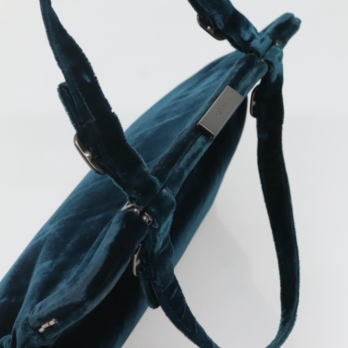 PRADA Tote Bag Velor Navy Silver Auth 118778