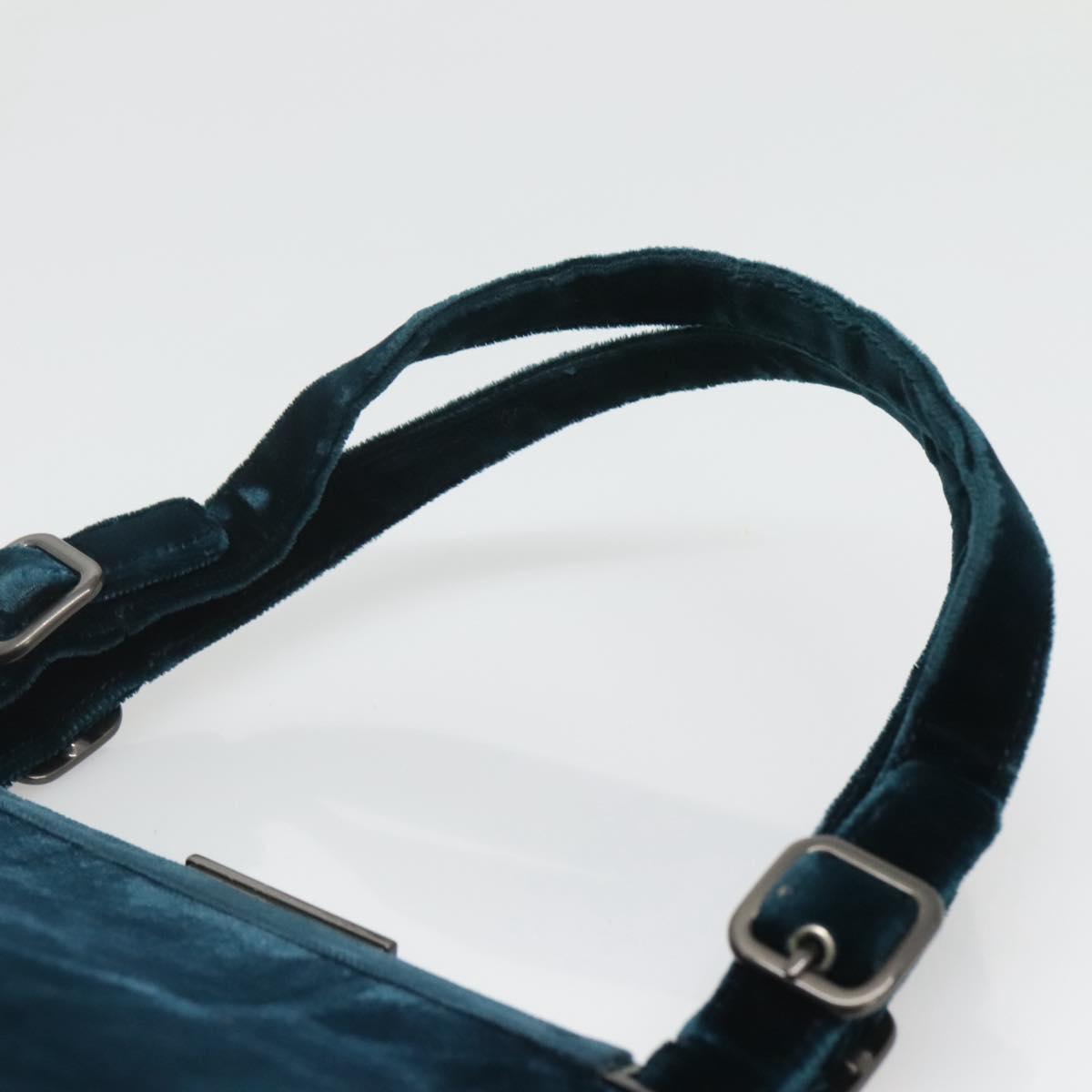 PRADA Tote Bag Velor Navy Silver Auth 118778