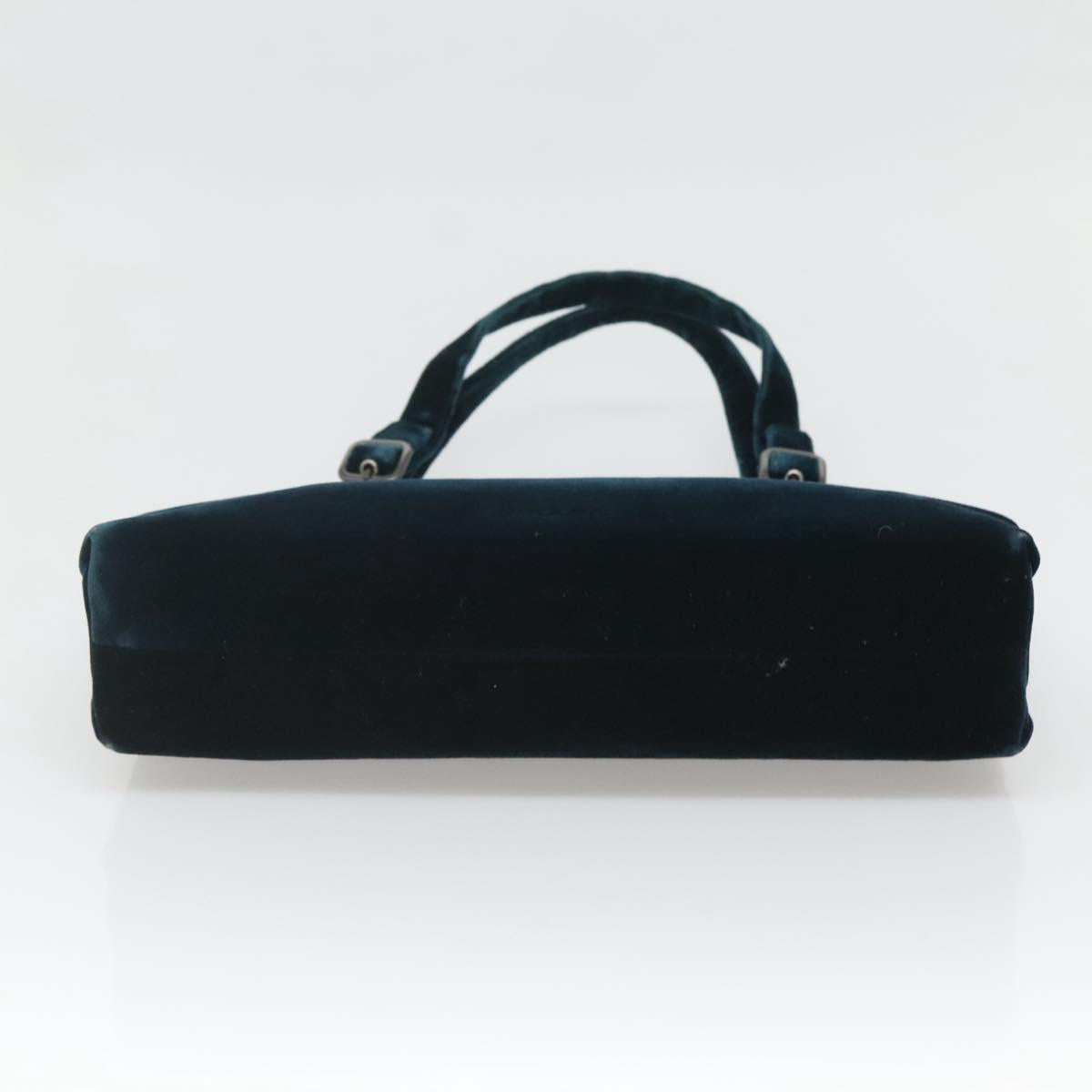 PRADA Tote Bag Velor Navy Silver Auth 118778