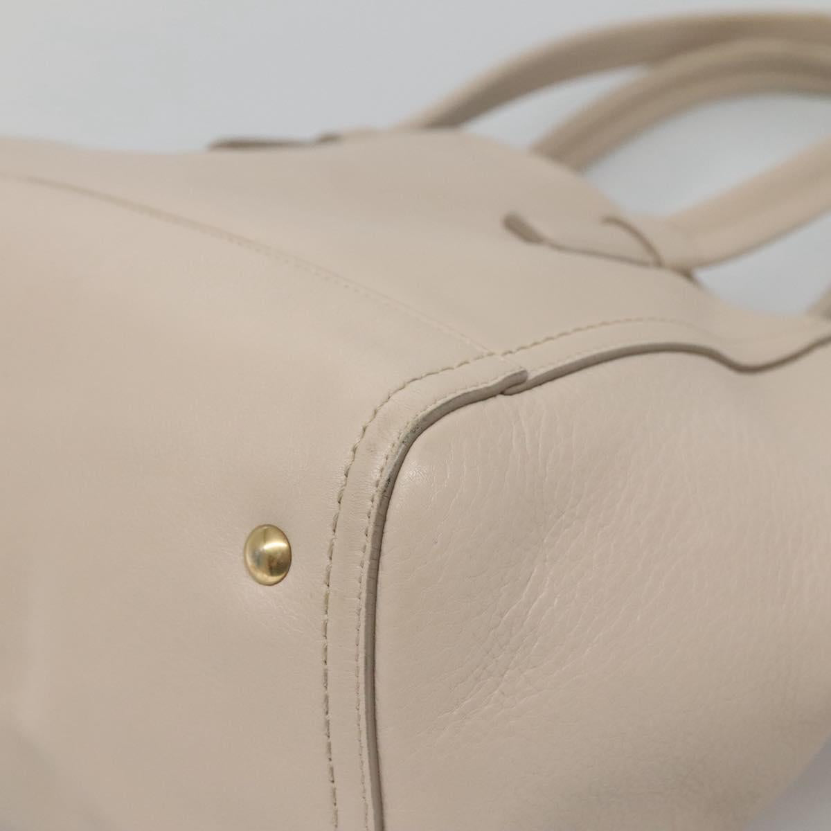 Salvatore Ferragamo Gancini Tote Bag Leather Beige Gold Auth 118784