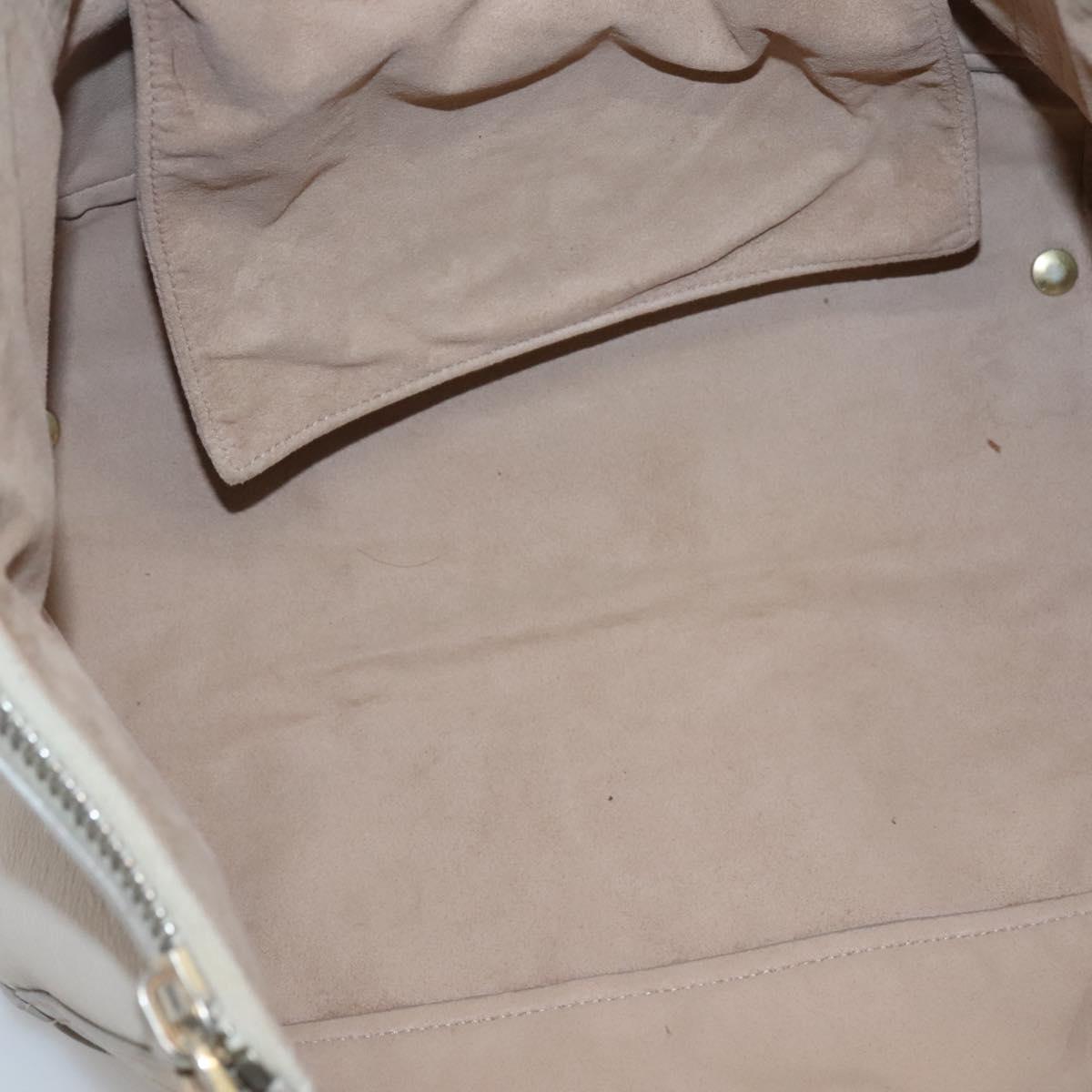 Salvatore Ferragamo Gancini Tote Bag Leather Beige Gold Auth 118784