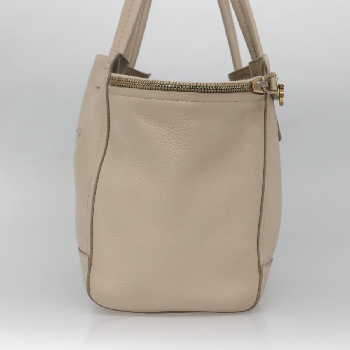Salvatore Ferragamo Gancini Tote Bag Leather Beige Gold Auth 118784