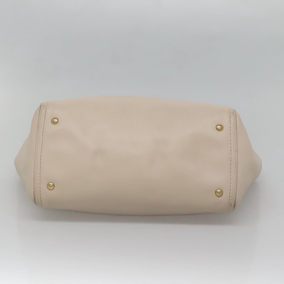 Salvatore Ferragamo Gancini Tote Bag Leather Beige Gold Auth 118784