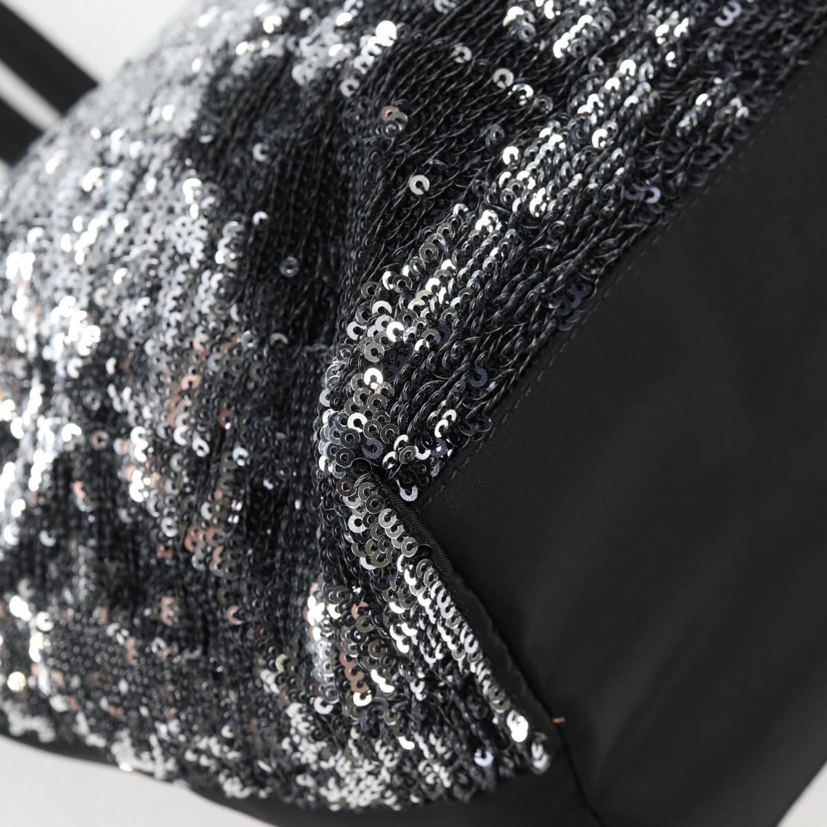 Salvatore Ferragamo Sequin Tote Bag Nylon Black Auth 118787V