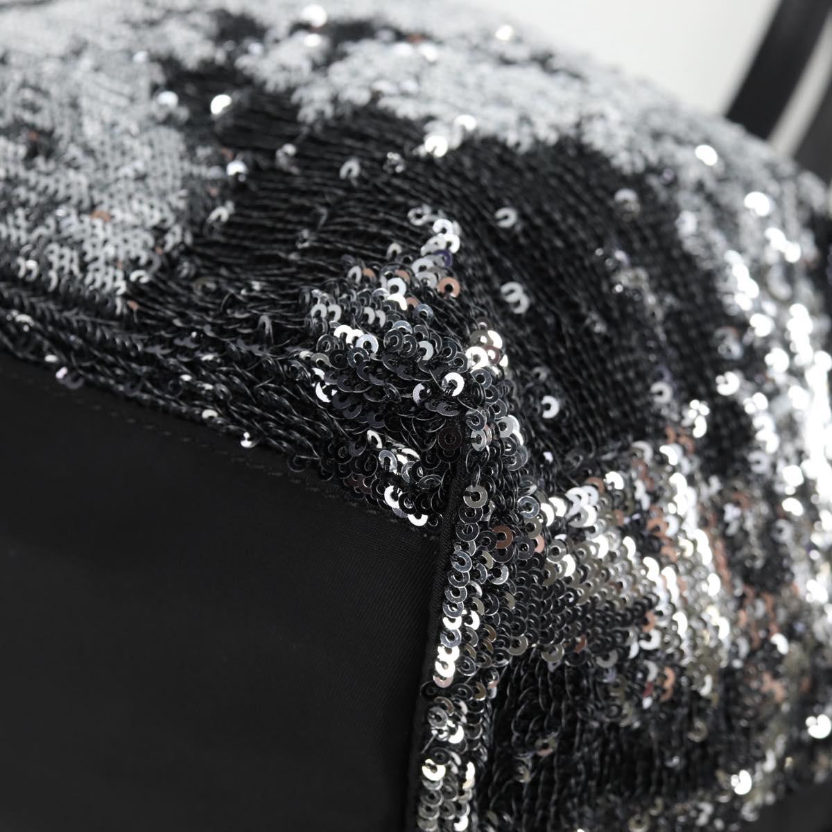 Salvatore Ferragamo Sequin Tote Bag Nylon Black Auth 118787V