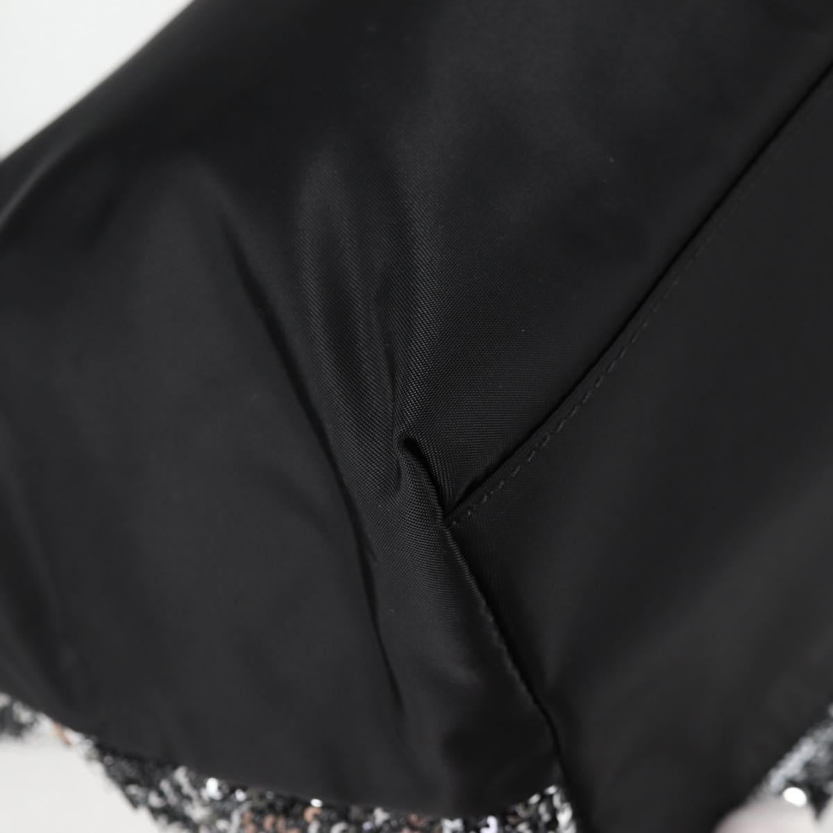 Salvatore Ferragamo Sequin Tote Bag Nylon Black Auth 118787V