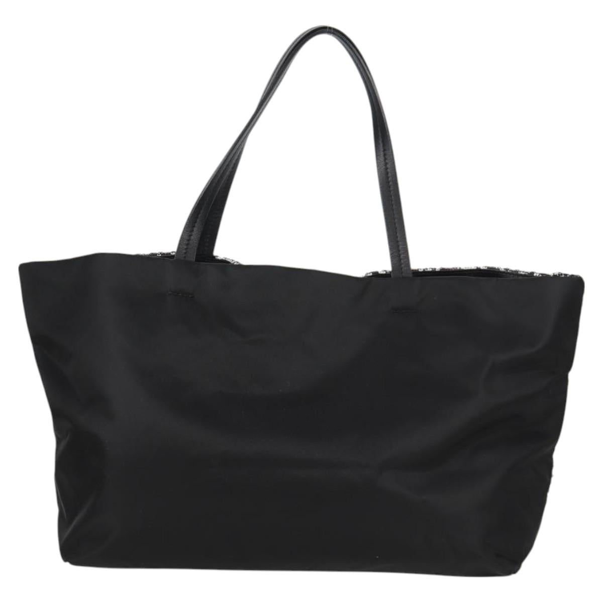 Salvatore Ferragamo Sequin Tote Bag Nylon Black Auth 118787V