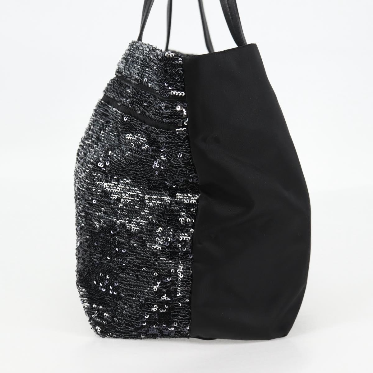 Salvatore Ferragamo Sequin Tote Bag Nylon Black Auth 118787V