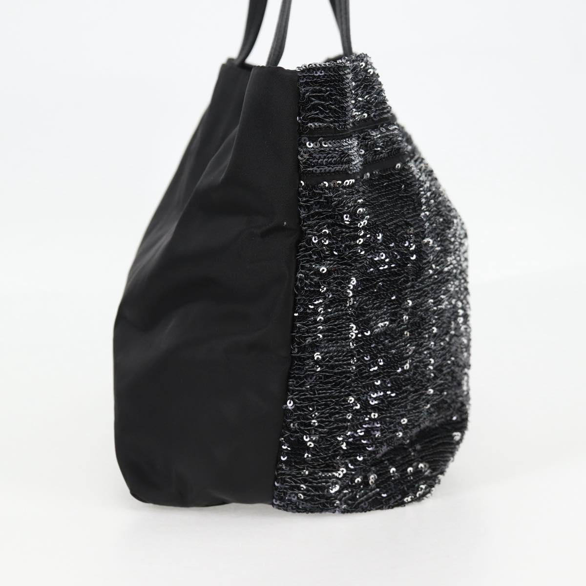 Salvatore Ferragamo Sequin Tote Bag Nylon Black Auth 118787V