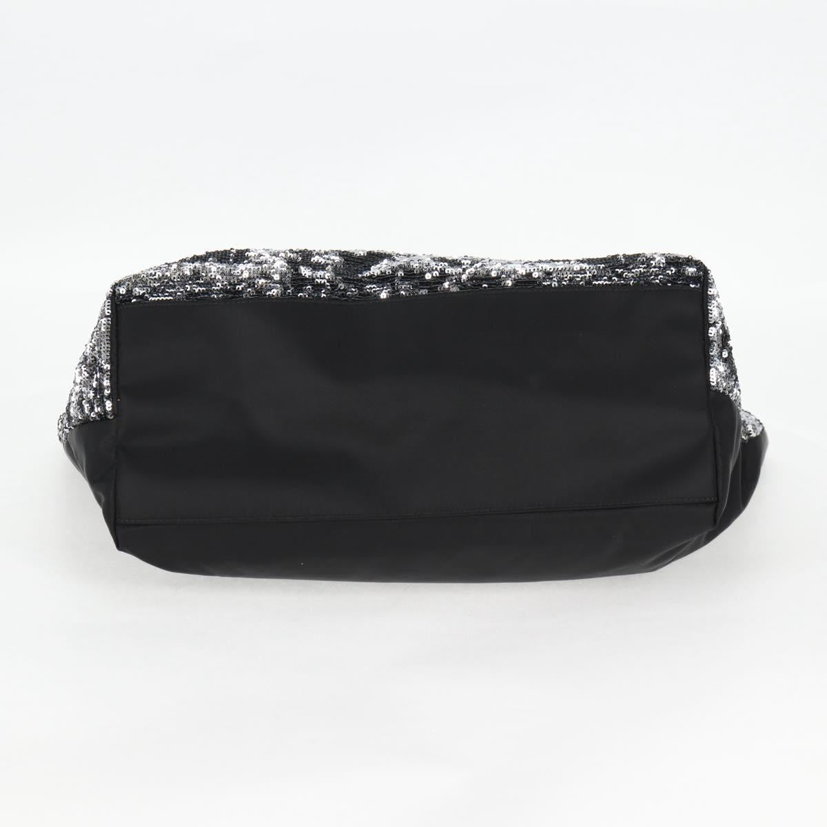Salvatore Ferragamo Sequin Tote Bag Nylon Black Auth 118787V
