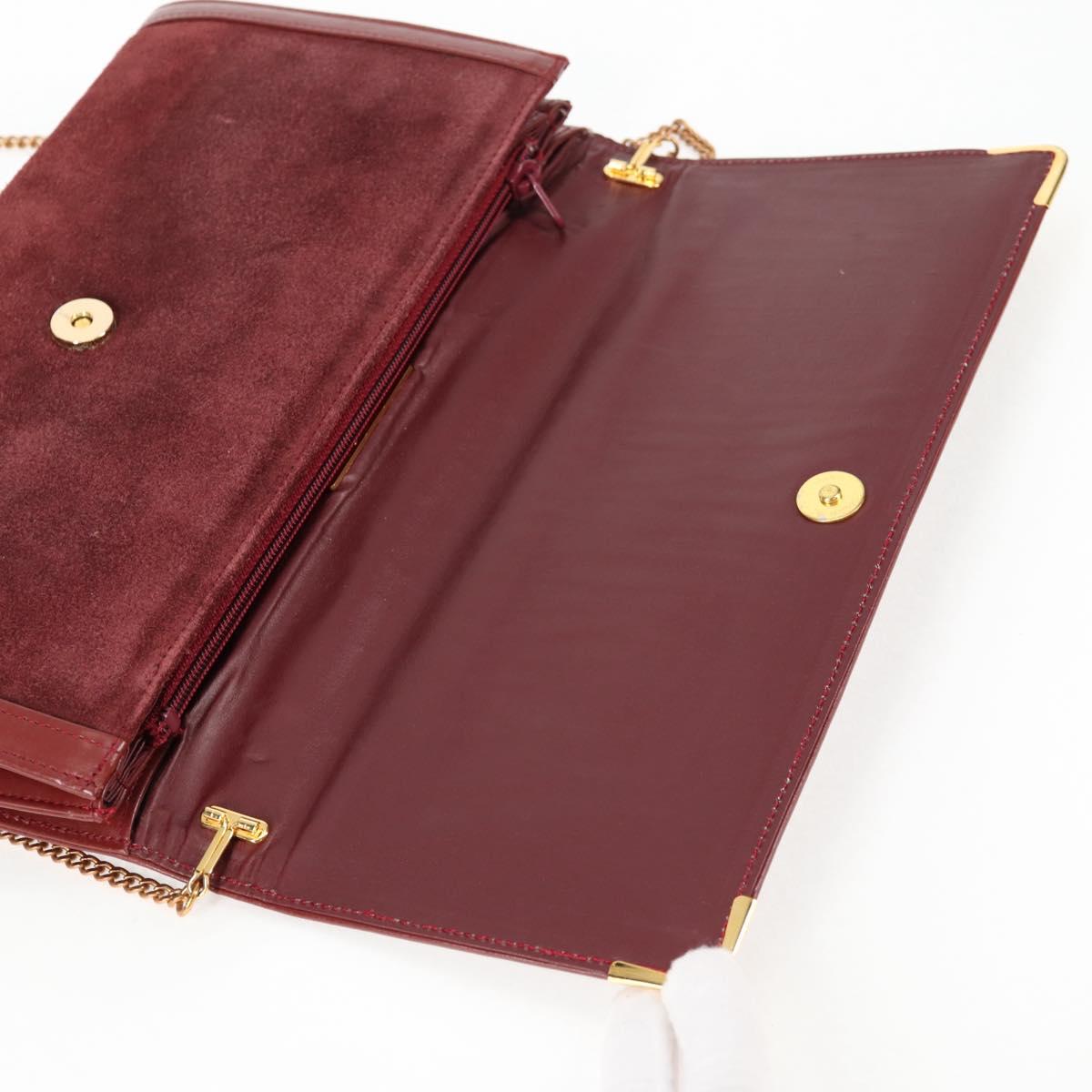 CARTIER Chain Shoulder Bag Suede Leather Red Gold Auth 118790V