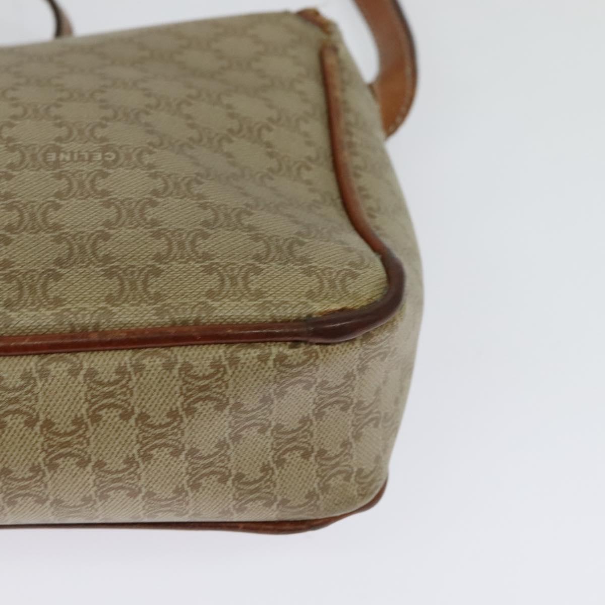 CELINE Macadam Canvas Shoulder Bag PVC Beige Auth 118792