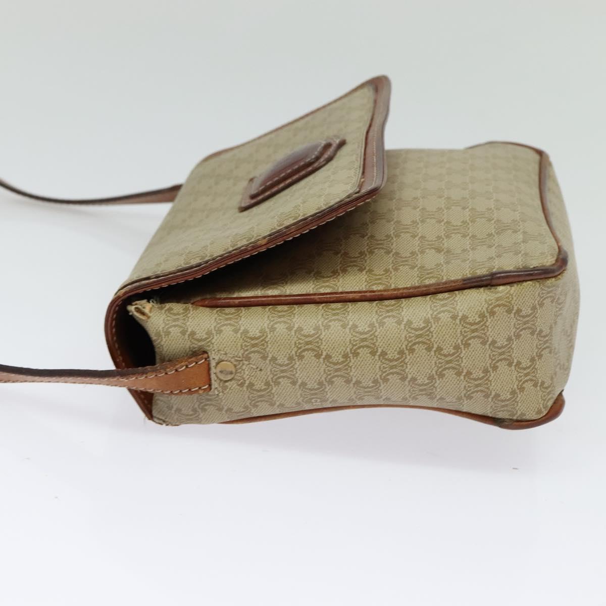 CELINE Macadam Canvas Shoulder Bag PVC Beige Auth 118792