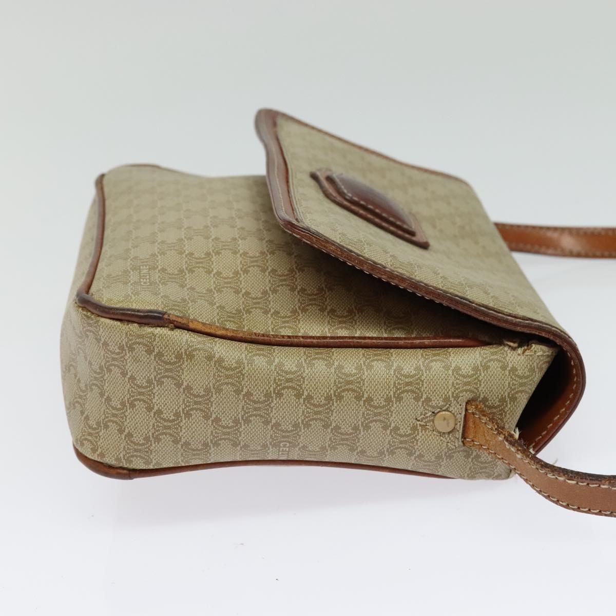 CELINE Macadam Canvas Shoulder Bag PVC Beige Auth 118792