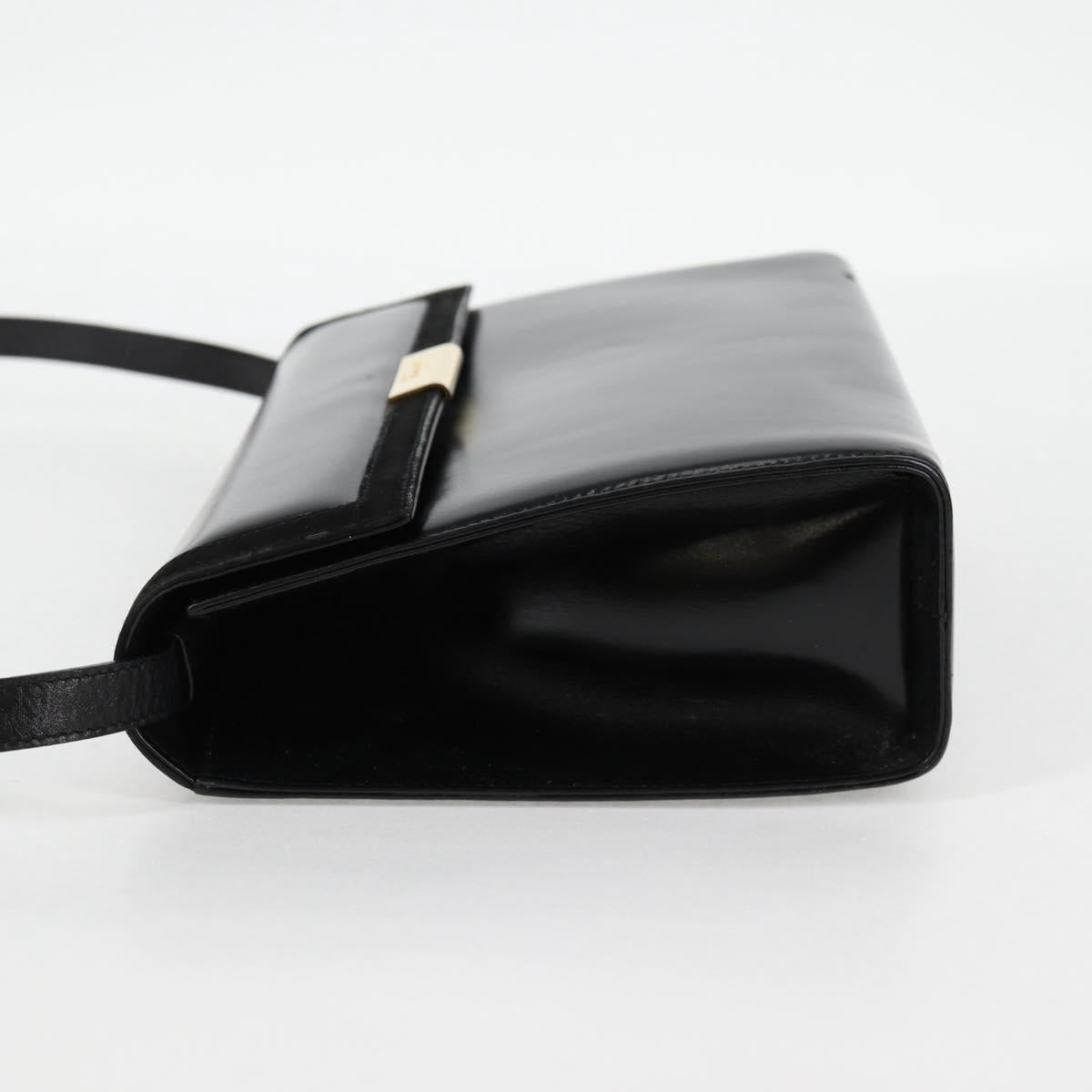 Salvatore Ferragamo Gancini Shoulder Bag Leather Black Gold Auth 118793V
