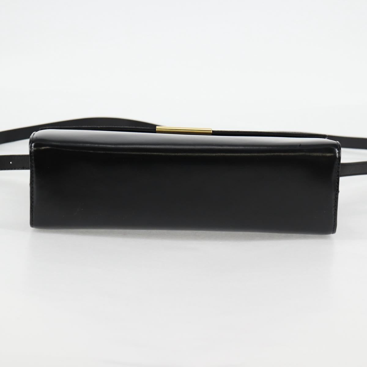 Salvatore Ferragamo Gancini Shoulder Bag Leather Black Gold Auth 118793V