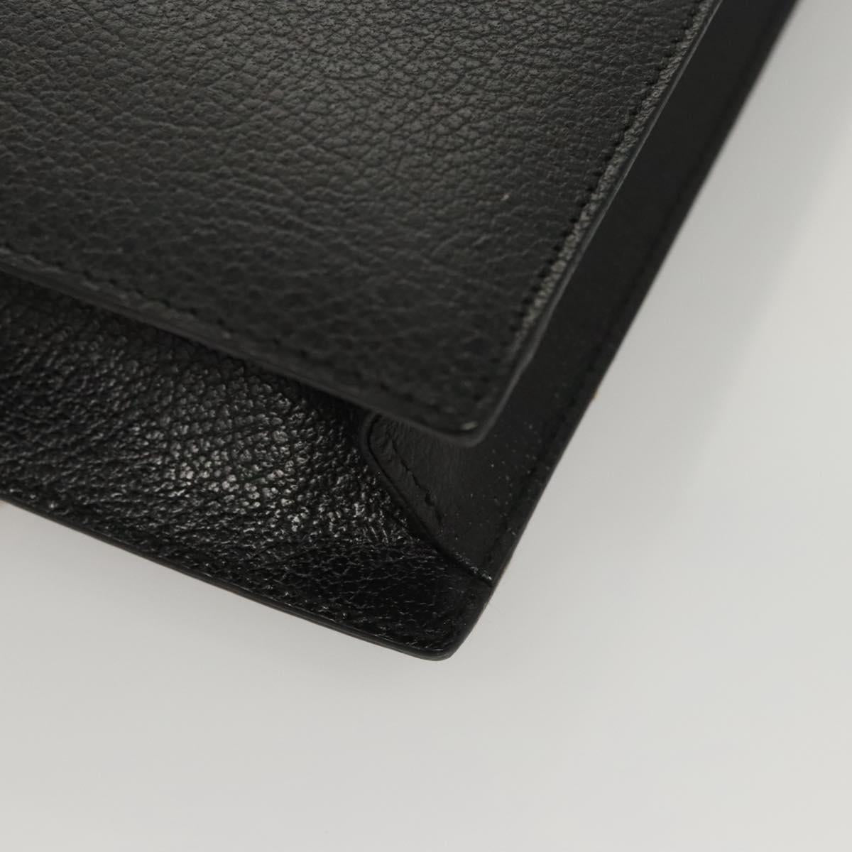 Salvatore Ferragamo Clutch Bag Leather Black Silver Auth 118801