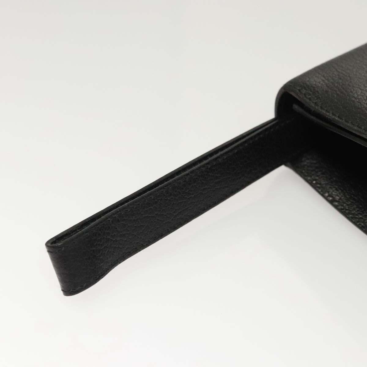 Salvatore Ferragamo Clutch Bag Leather Black Silver Auth 118801