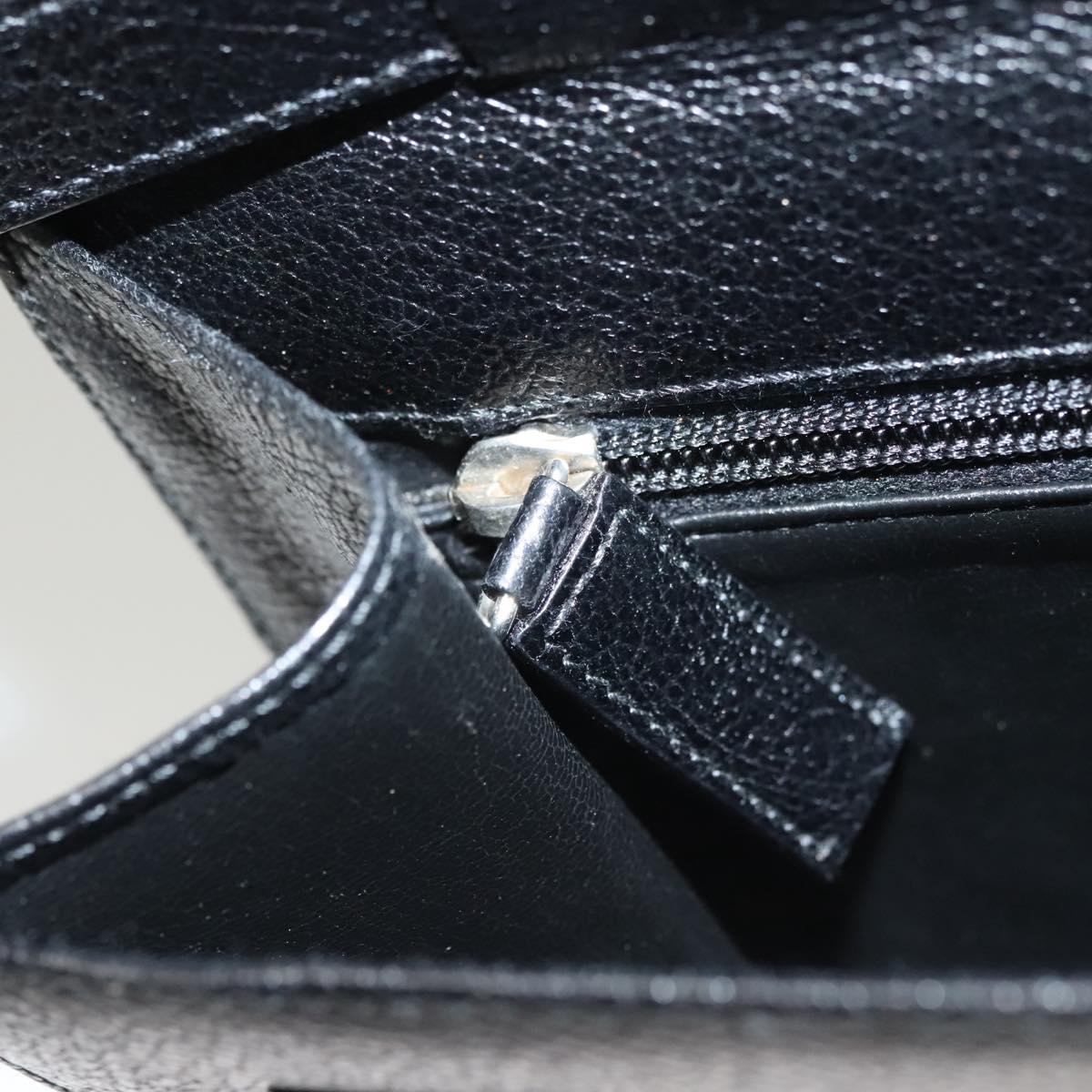 Salvatore Ferragamo Clutch Bag Leather Black Silver Auth 118801