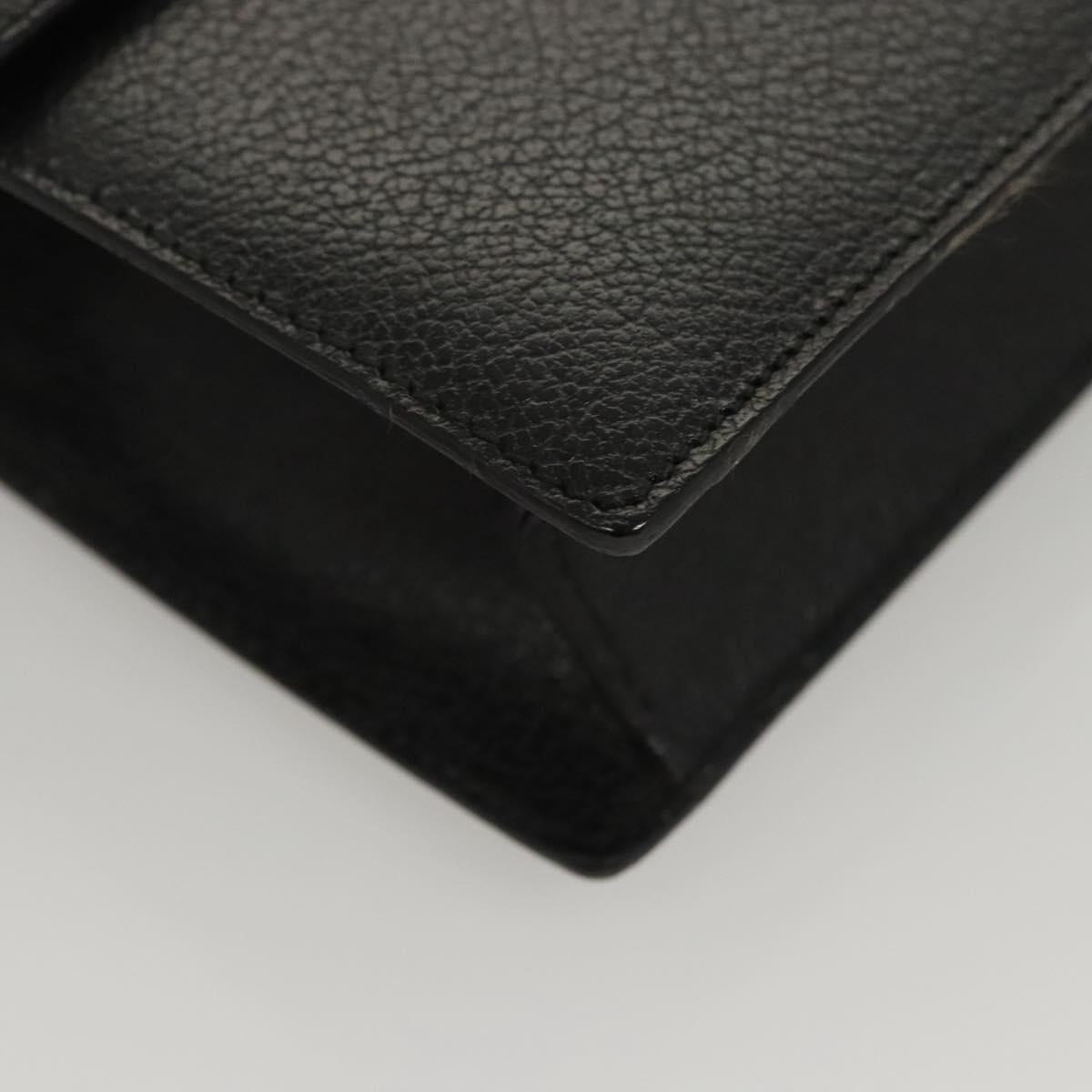 Salvatore Ferragamo Clutch Bag Leather Black Silver Auth 118801