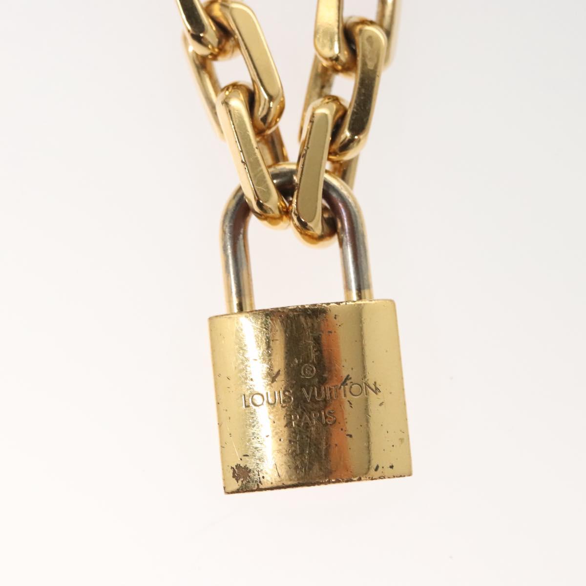 LOUIS VUITTON Necklace LV Edge Chain Cadena GP Necklace Gold MP2993 Auth 118806