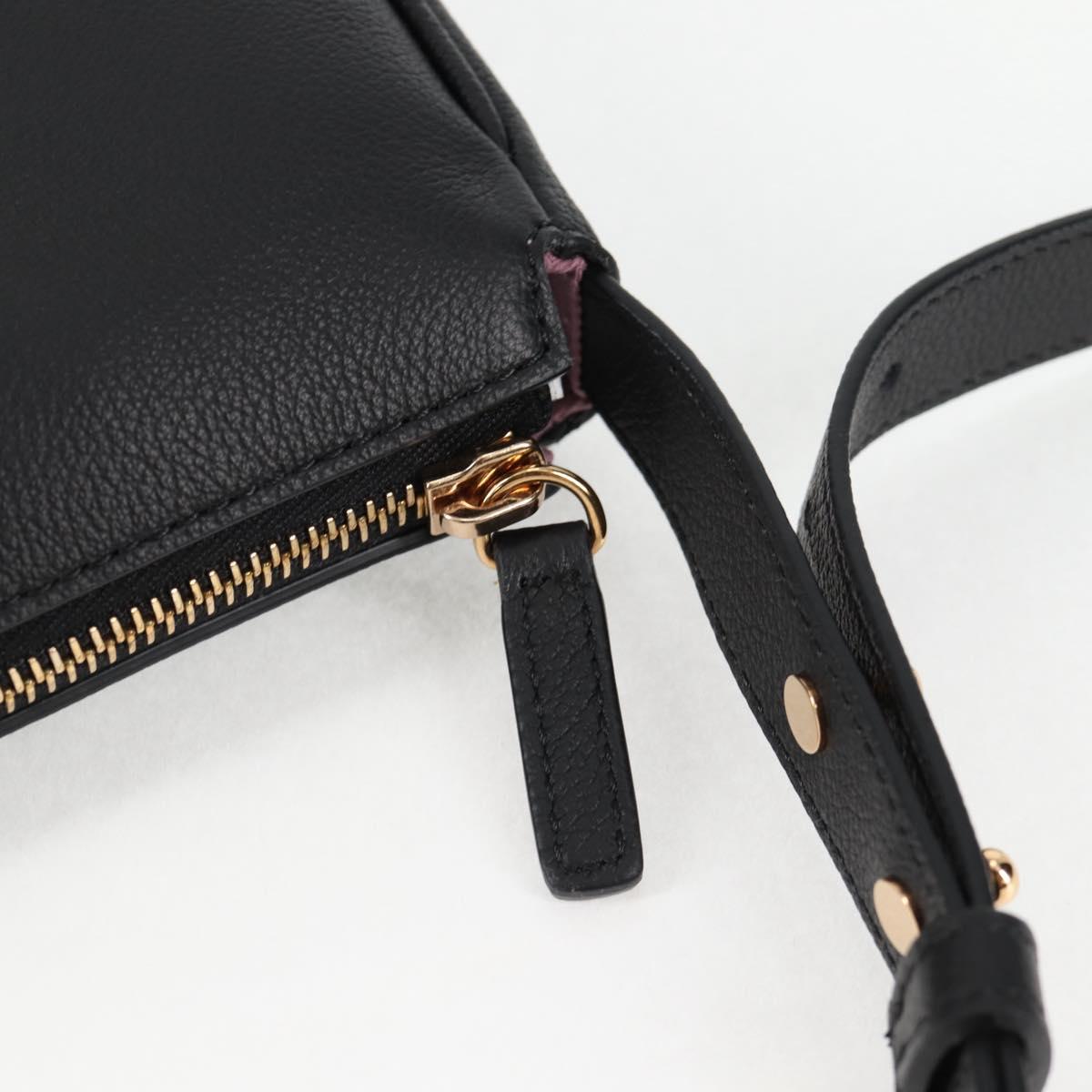 VERSACE Shoulder Bag Leather Black Gold Auth 118811V