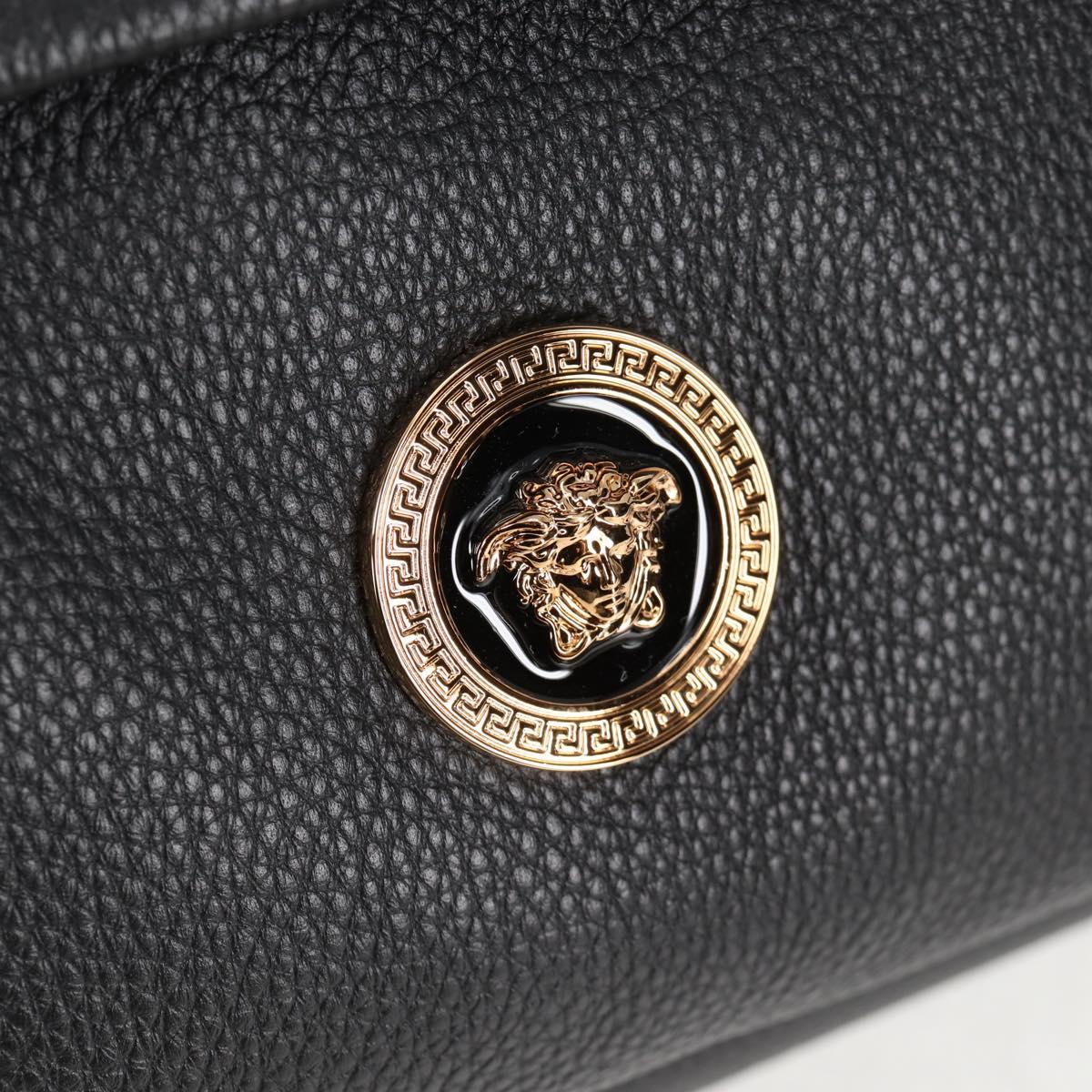VERSACE Backpack Leather Black Gold Auth 118813M
