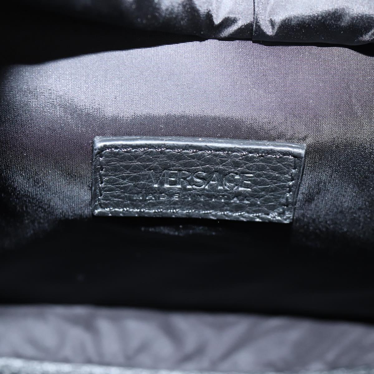 VERSACE Backpack Leather Black Gold Auth 118813M