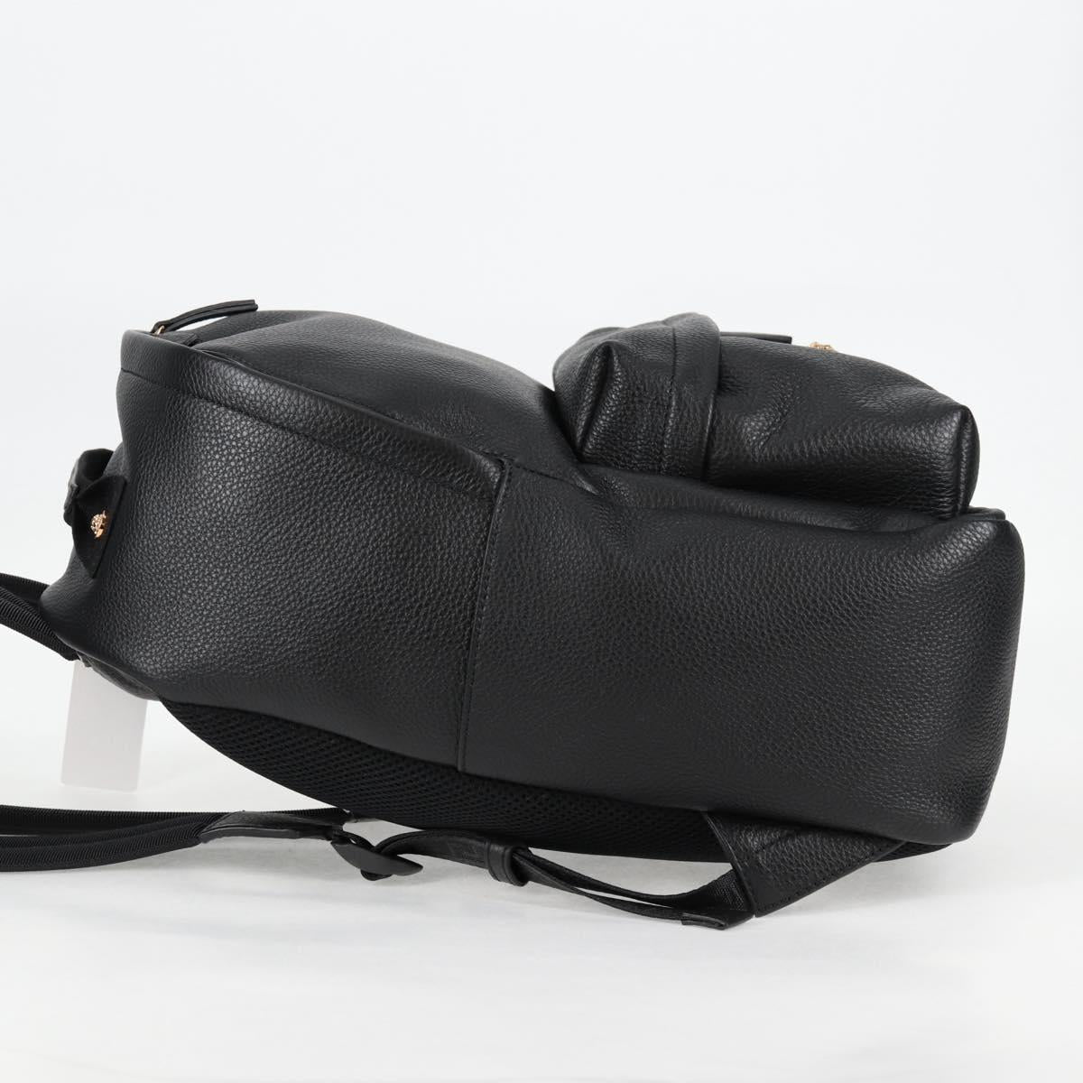 VERSACE Backpack Leather Black Gold Auth 118813M