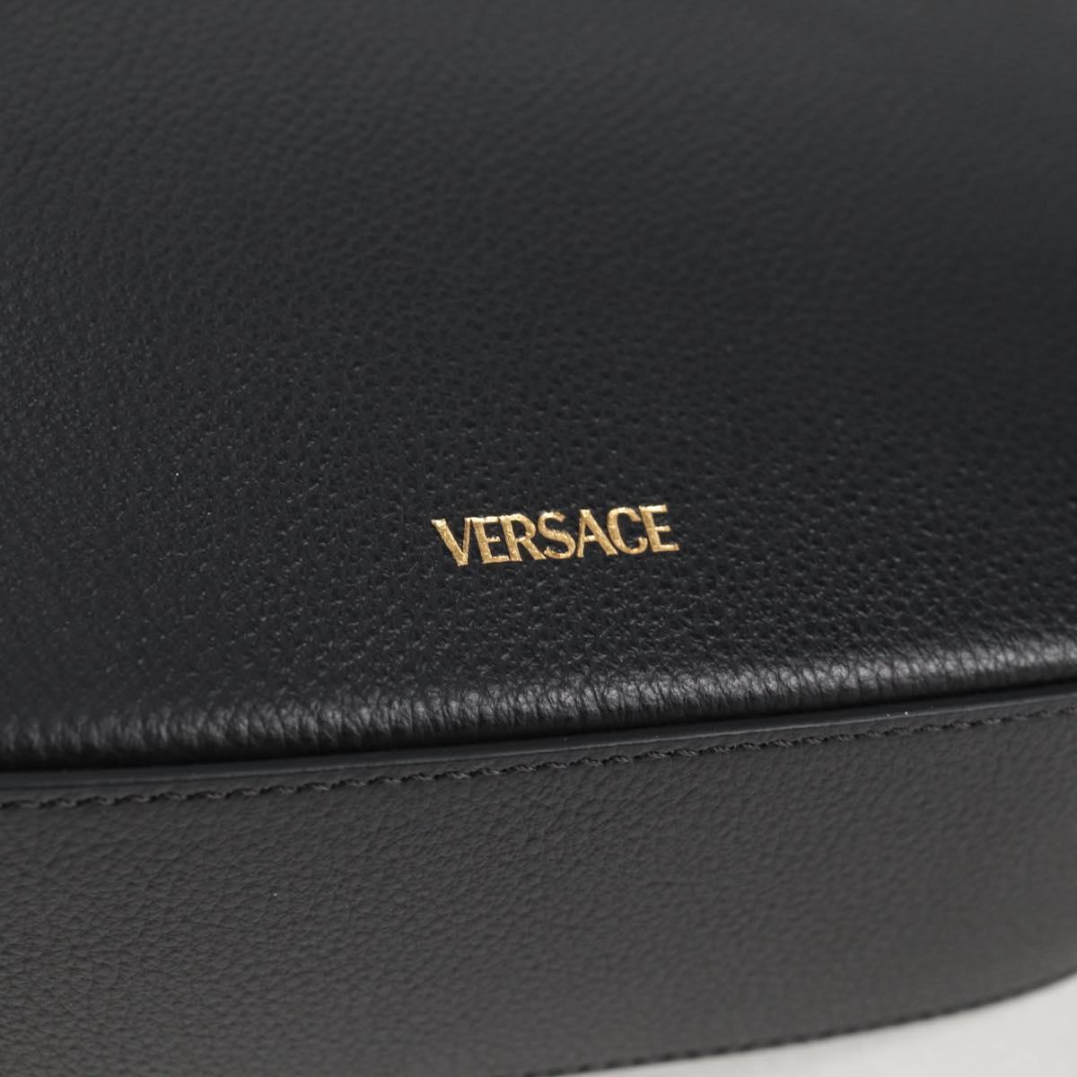 VERSACE Shoulder Bag Leather Black Gold Auth 118821V