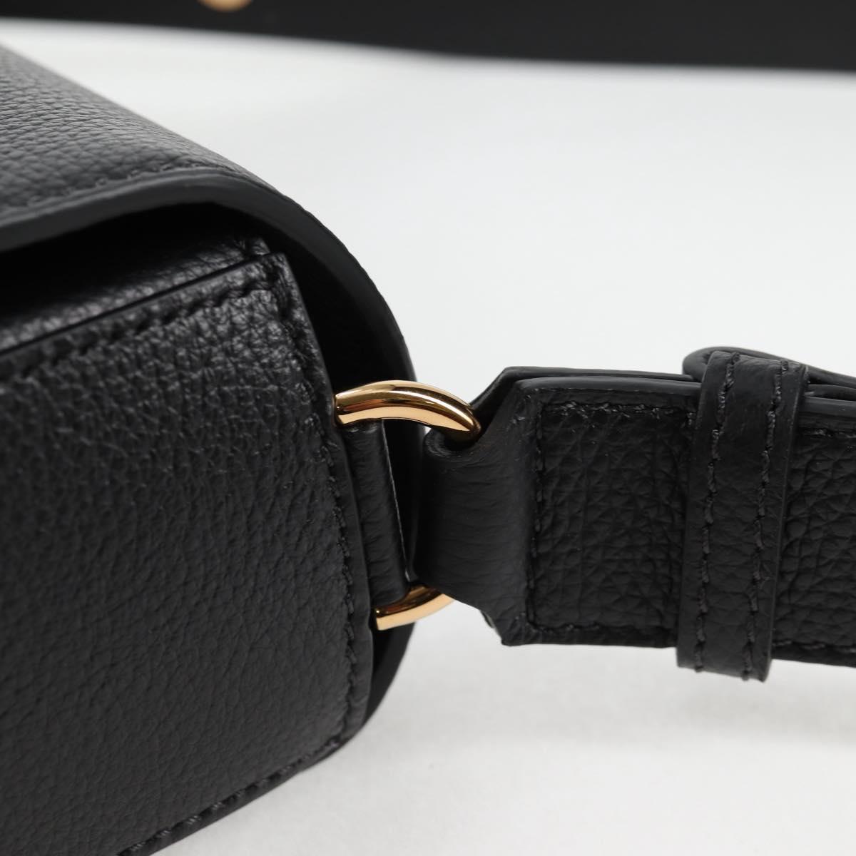 VERSACE Shoulder Bag Leather Black Gold Auth 118821V