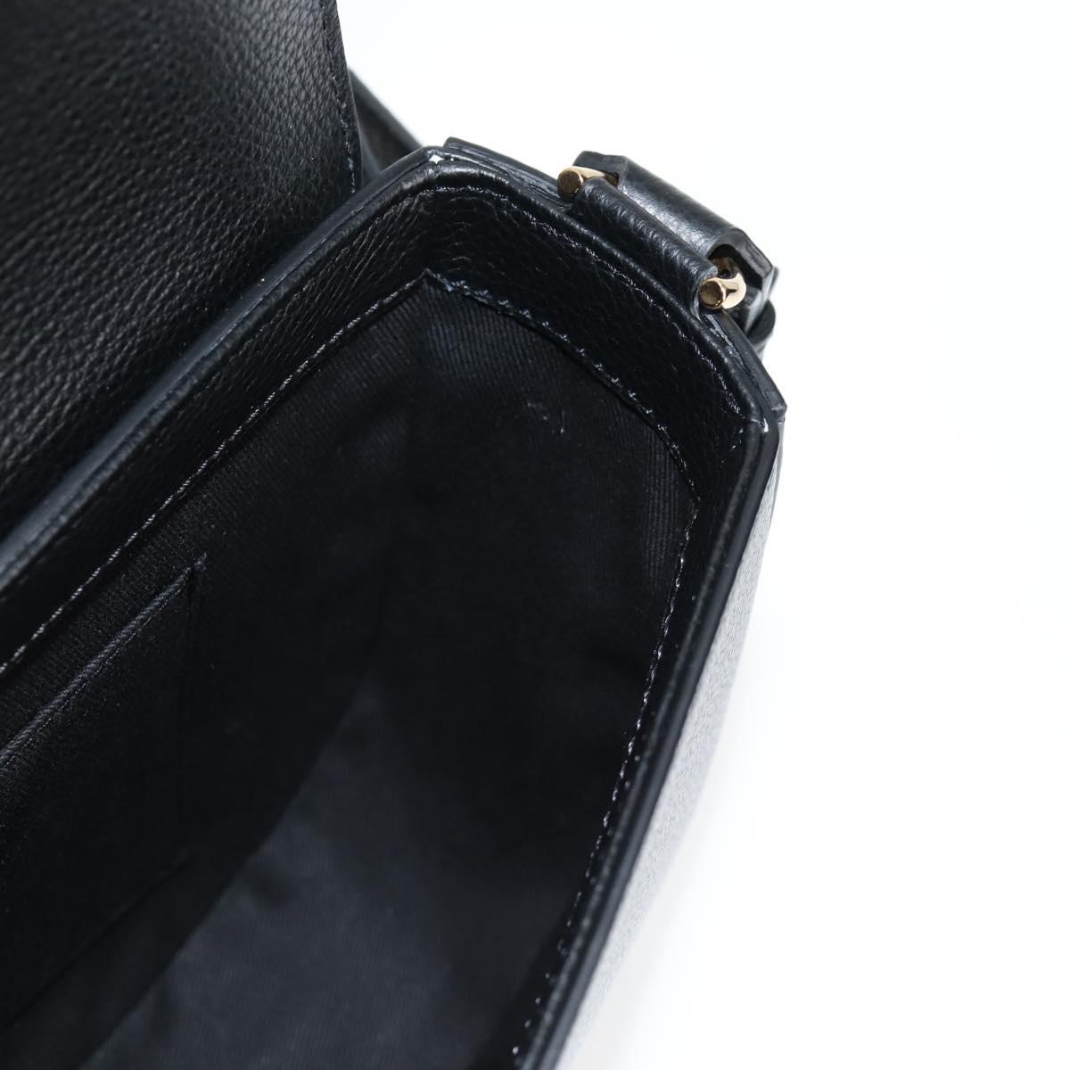 VERSACE Shoulder Bag Leather Black Gold Auth 118821V