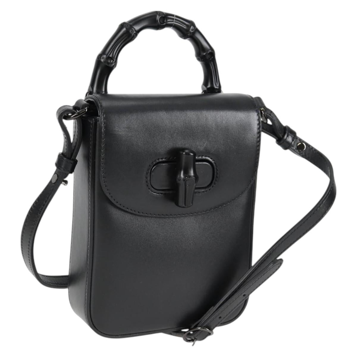 GUCCI Hand Bag Leather 2way Black 702106 Auth 118849M
