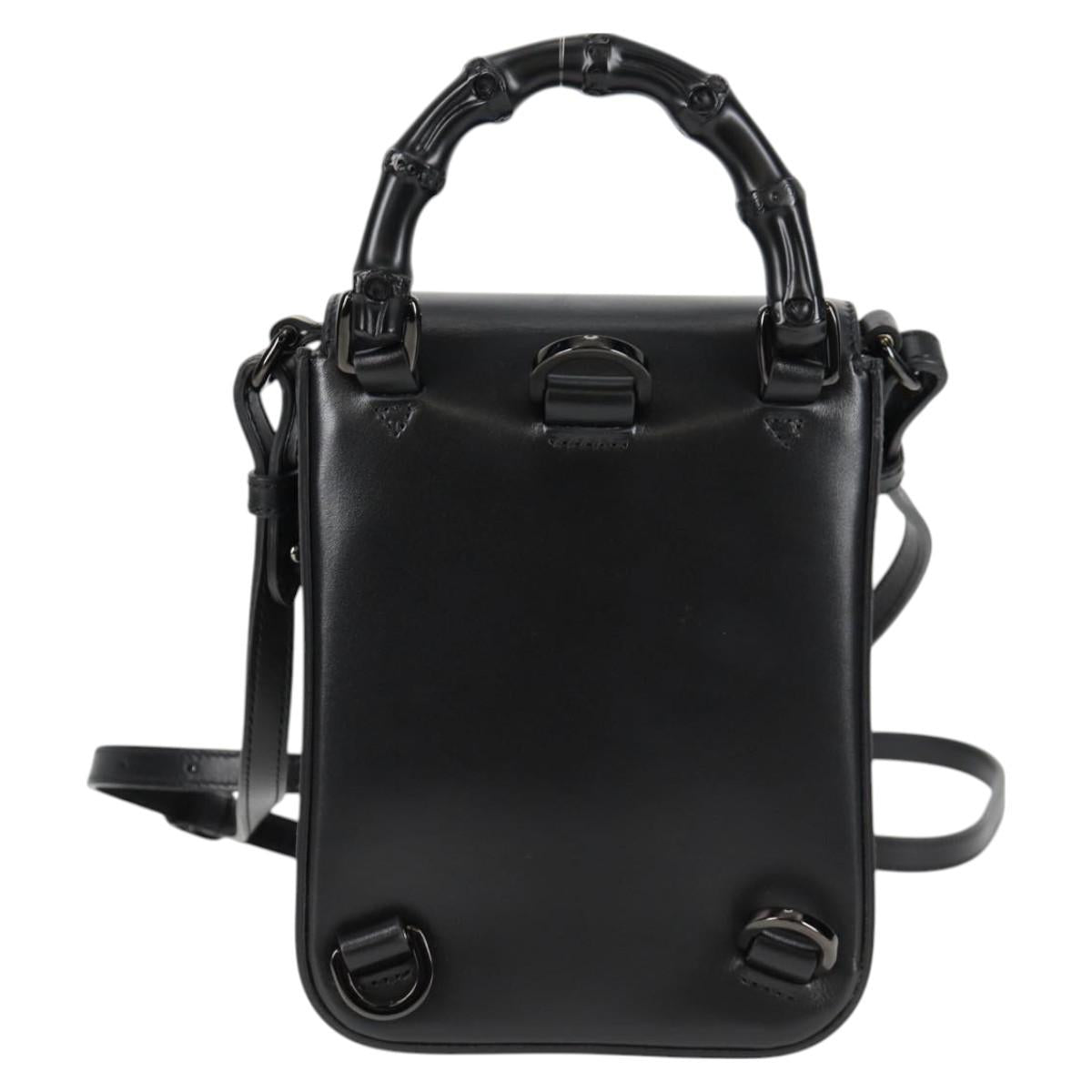 GUCCI Hand Bag Leather 2way Black 702106 Auth 118849M