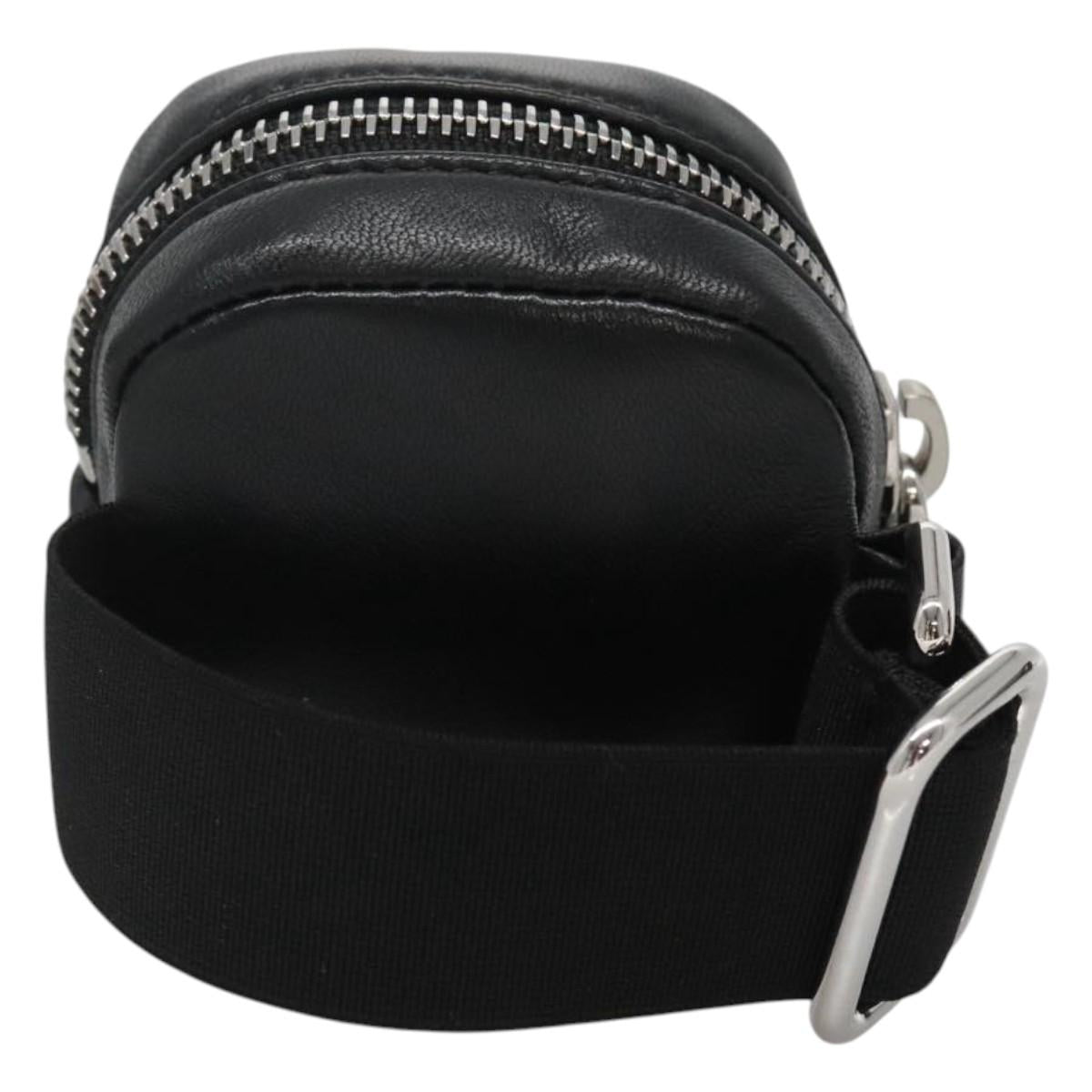 PRADA Pouch Leather Black Silver Auth 118865M