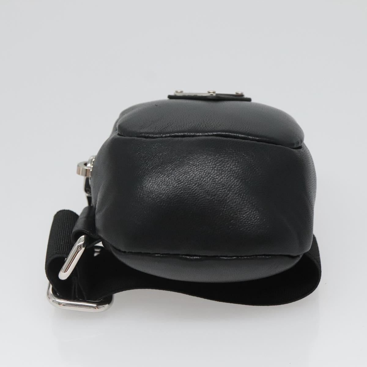 PRADA Pouch Leather Black Silver Auth 118865M
